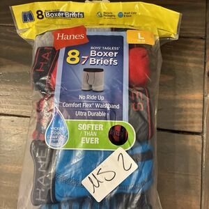 Hanes Boys Boxer Briefs Size Large Tagless Underwear 8 Pack Wicking Cool Comfort